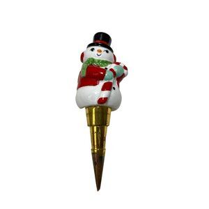 Ceramic Figural Snowman Christmas Holiday Wine Bottle Stopper